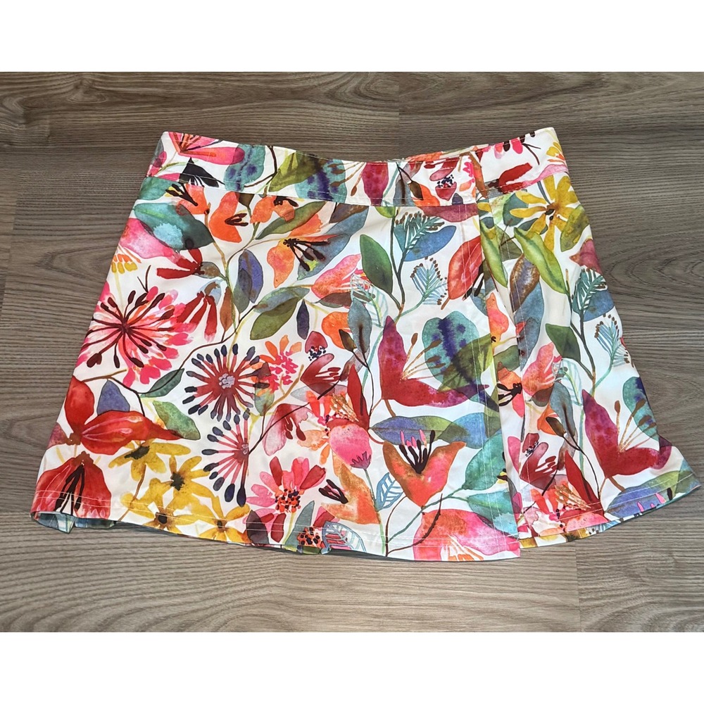 RipSkirt Hawaii Watercolor Floral Wrap Mini Skirt size Medium Multi Color Summer
